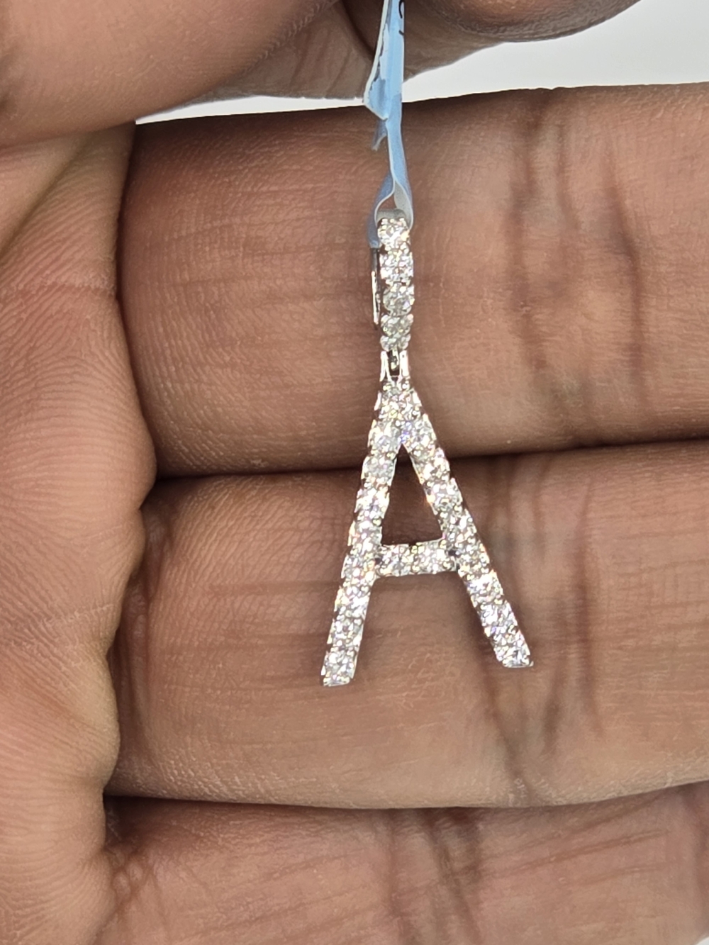 925 Sterling Silver Lab Grown Letter A Pendant